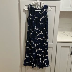 Talbots Petite Women’s Blue White Floral Polyester Sleeveless Midi Dress